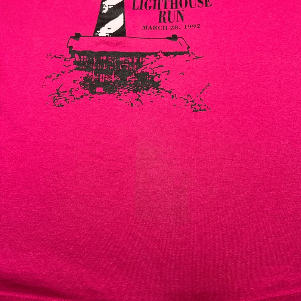 Vintage 1992 Bud Light Twilight Lighthouse Run T Shirt Pink - Picture 5 of 7